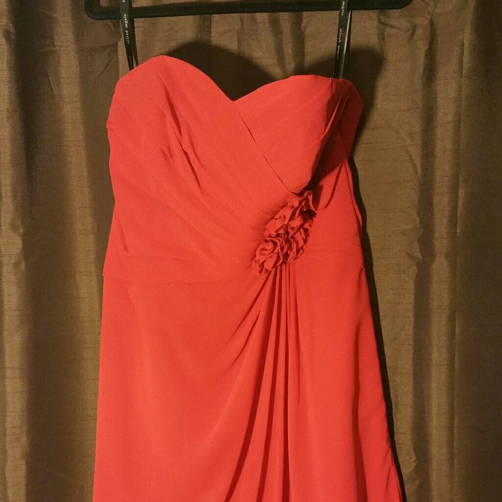 Red knee length bridesmaid dress